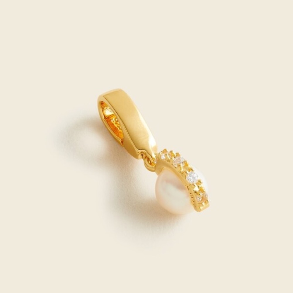 NWT J. Crew Demi-Fine 14k Gold-Plated Pavé Pearl Charm